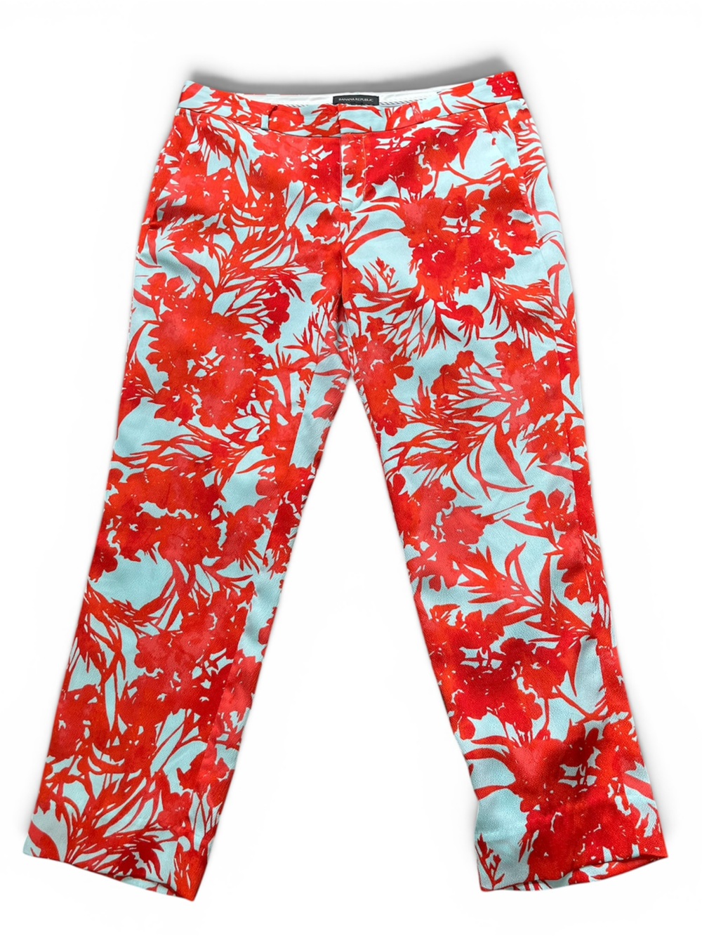 Banana Republic Red Floral Print Cropped Pants - Picture 1 of 7